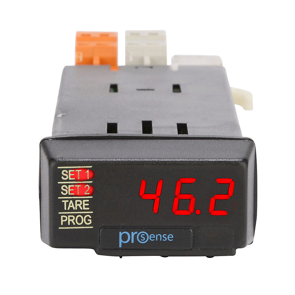 DPM1-A-2R-H - ProSense digital panel meter, panel mount, 1/32 DIN, 8mm 4-digit red LED, current or voltage input, (2) 5A SPST relays output, 85-265 VAC/100-300 VDC operating voltage.