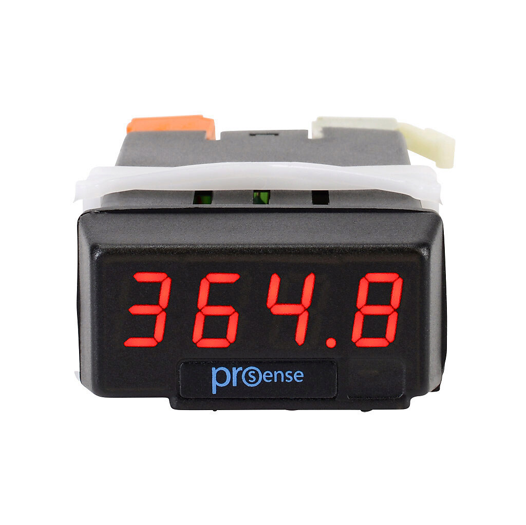 DPM1-E-H - ProSense digital panel meter, panel mount, 1/32 DIN, 10mm 4-digit red LED, AC/DC current or voltage input, 85-265 VAC/100-300 VDC operating voltage.