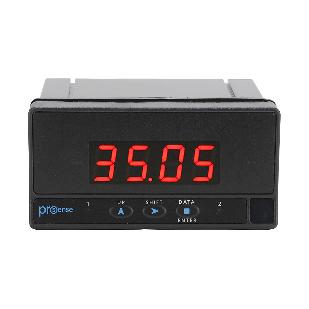 DPM2-AT-HL - ProSense digital panel meter, panel mount, 1/8 DIN, 14mm 4-digit red LED, current, voltage, RTD, thermocouple or potentiometer input, 20-265 VAC/11-265 VDC operating voltage.