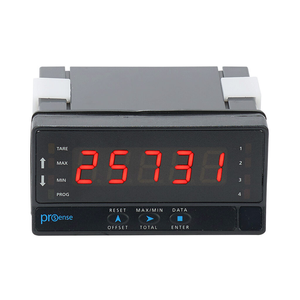DPM3-P-H - ProSense digital panel meter, panel mount, 1/8 DIN, 14mm 5-digit tri-color (red, green, amber) LED, pulse or frequency input, 85-265 VAC/100-300 VDC operating voltage.