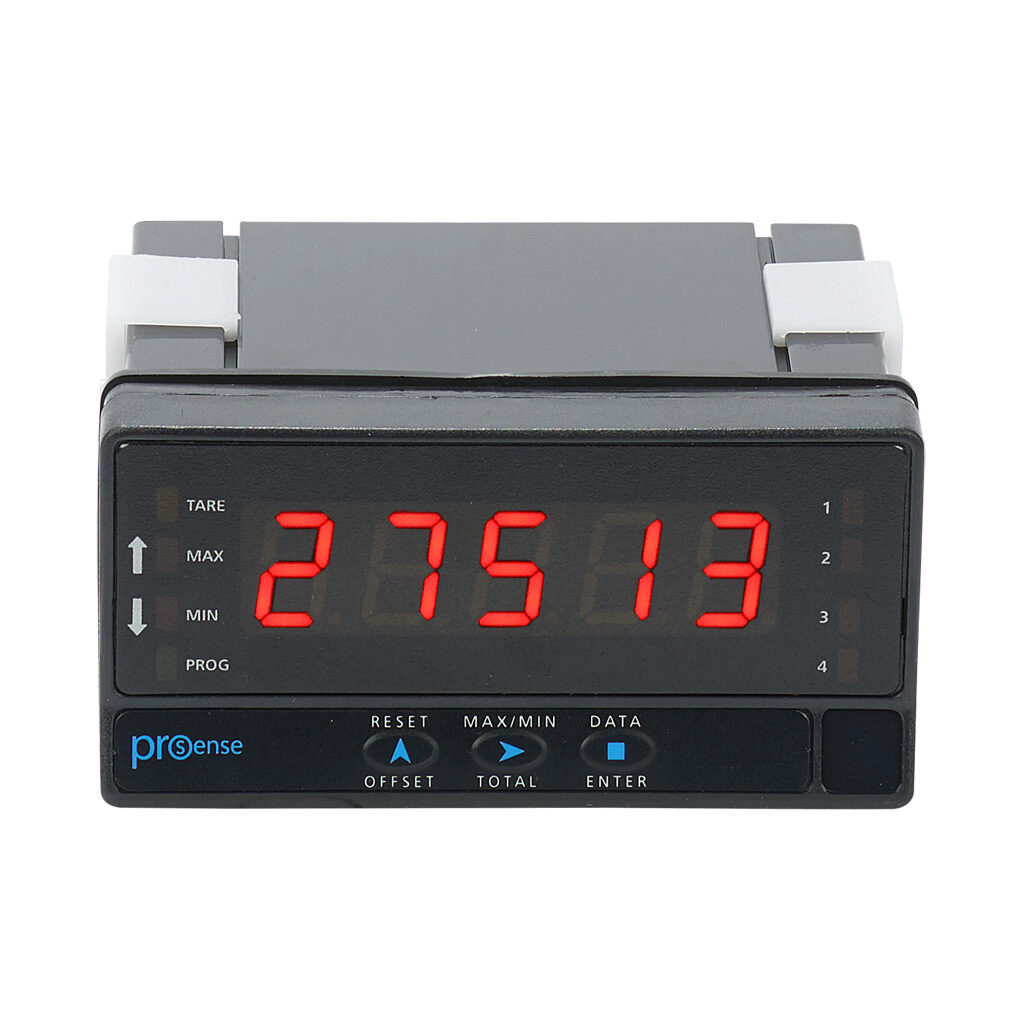 DPM3-P-L - ProSense digital panel meter, panel mount, 1/8 DIN, 14mm 5-digit tri-color (red, green, amber) LED, pulse or frequency input, 22-53 VAC/10.5-70 VDC operating voltage.