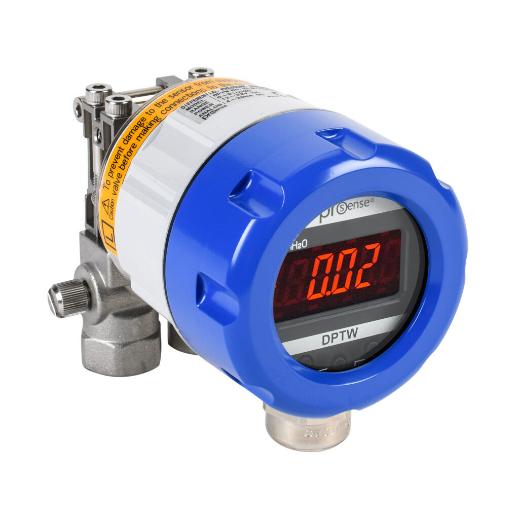 DPTW-400 - ProSense differential pressure transmitter, air, water, gases, steam and liquid, 0 to 400in of water column range, +/- 0.5% accuracy, ceramic sensing element, Viton seal(s), 1/4in female NPT process connection, 12-32 VDC operating volta...