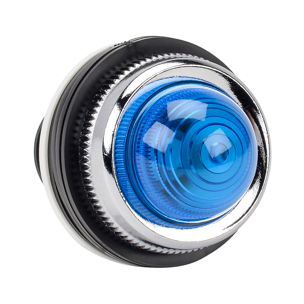 DR30D0L-E3SZC - Fuji Electric LED indicating light, permanent light function, 30mm, blue, 41mm, dome, plastic base, metal bezel, 24 VAC/VDC, full voltage.