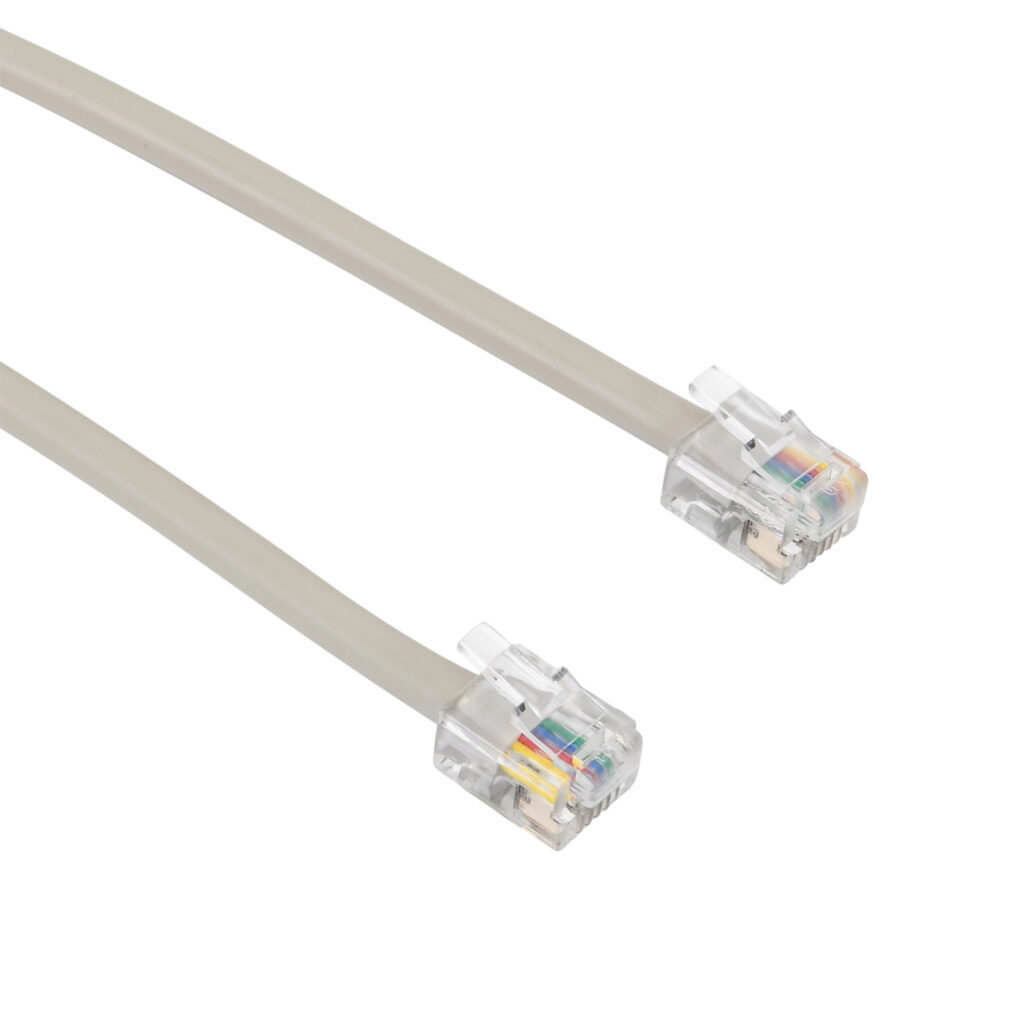 DV-1000CBL - AutomationDirect communication cable, 6-pin RJ12 to 6-pin RJ12, 2m/6.6ft cable length. For use with DV-1000 or C-more Micro panels and AutomationDirect PLCs with an RJ12 port.