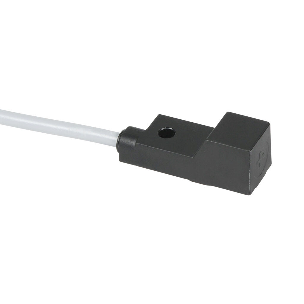DW-AD-612-C12P-1523 - Contrinex inductive proximity sensor, rectangular, 12 x 27 x 12mm body, polycarbonate housing, front sensing, NPN, N.C. output, 4mm sensing distance, non-flush, 2000 Hz switching frequency, IP67, pigtail.