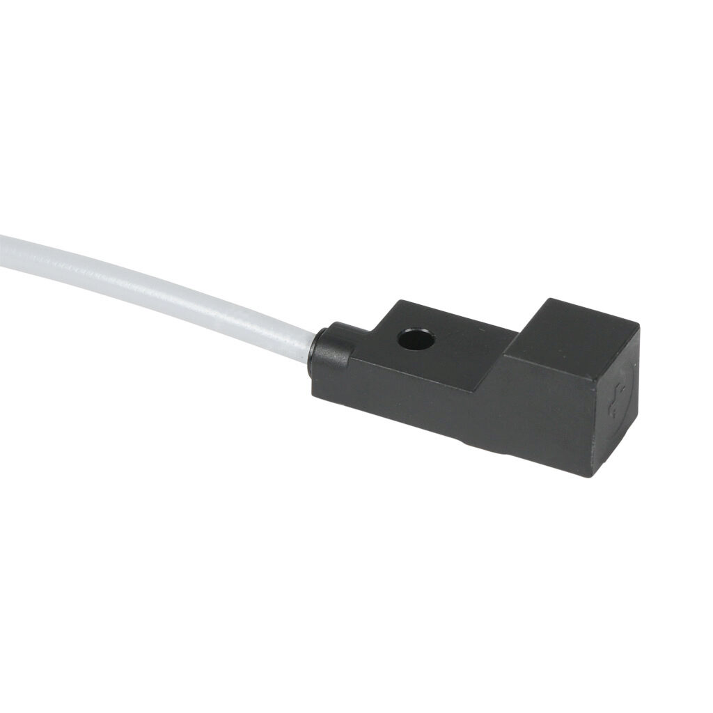 DW-AD-613-C12P-1523 - Contrinex inductive proximity sensor, rectangular, 12 x 27 x 12mm body, polycarbonate housing, front sensing, PNP, N.O. output, 4mm sensing distance, non-flush, 2000 Hz switching frequency, IP67, pigtail.