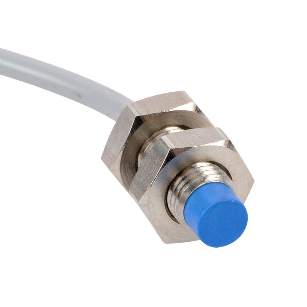 DW-AD-613-M8-121 - Contrinex inductive proximity sensor, tubular, 8mm diameter x 22mm body, 304 stainless steel housing, PNP, N.O. output, 2.5mm sensing distance, non-flush, 4.5 kHz switching frequency, IP67, pigtail.