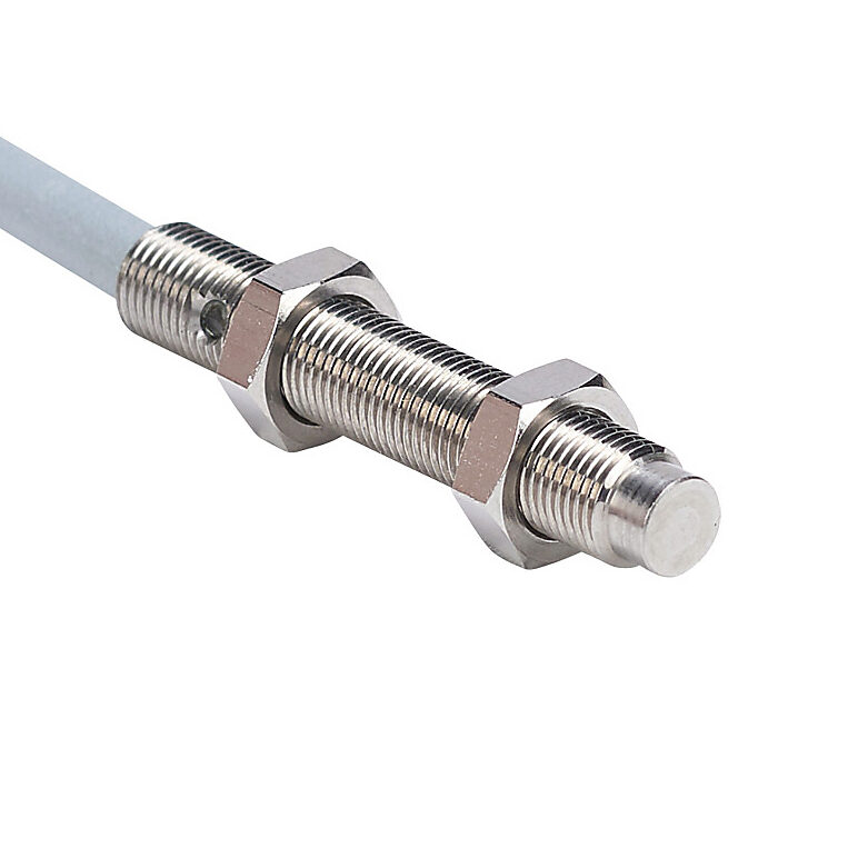 DW-AD-711-M5 - Contrinex inductive proximity sensor, tubular, 5mm diameter x 30mm body, stainless steel housing, NPN, N.O. output, 3mm sensing distance, non-flush, 1.2 kHz switching frequency, IP67, pigtail.