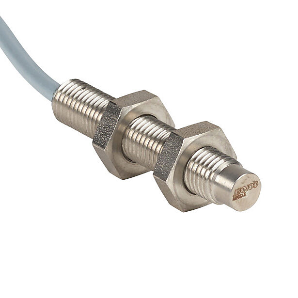 DW-AD-711-M8 - Contrinex inductive proximity sensor, tubular, 8mm diameter x 45mm body, stainless steel housing, NPN, N.O. output, 6mm sensing distance, non-flush, 700 Hz switching frequency, IP67 IP68, pigtail.
