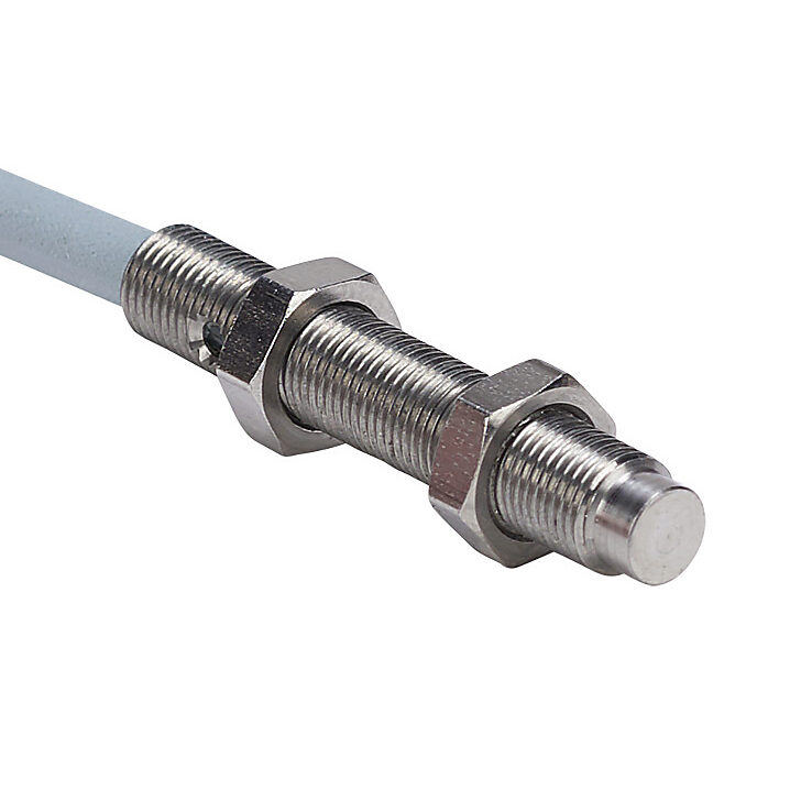 DW-AD-713-M5 - Contrinex inductive proximity sensor, tubular, 5mm diameter x 30mm body, stainless steel housing, PNP, N.O. output, 3mm sensing distance, non-flush, 1.2 kHz switching frequency, IP67, pigtail.