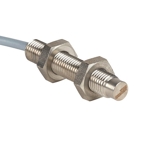 DW-AD-713-M8 - Contrinex inductive proximity sensor, tubular, 8mm diameter x 45mm body, stainless steel housing, PNP, N.O. output, 6mm sensing distance, non-flush, 700 Hz switching frequency, IP67 IP68, pigtail.