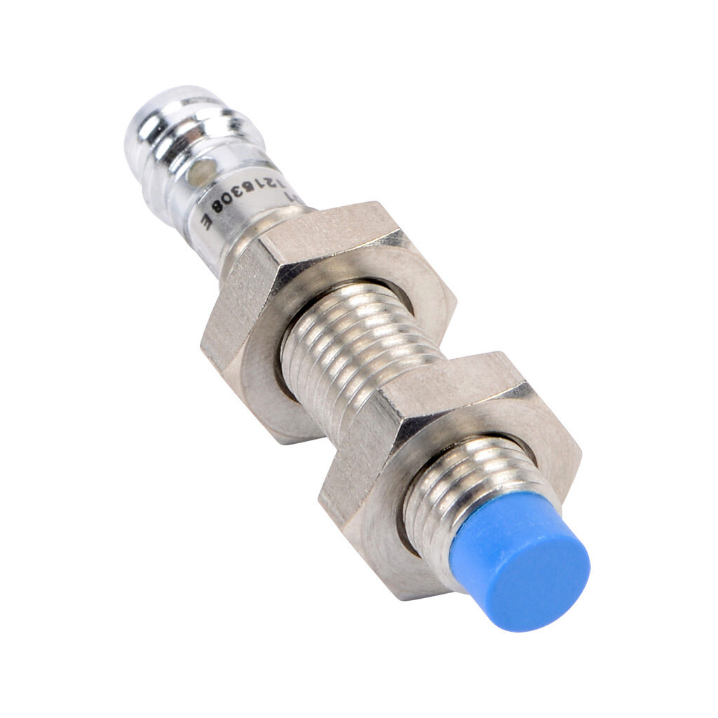 DW-AS-634-M8-001 - Contrinex inductive proximity sensor, tubular, 8mm diameter x 45mm body, 304 stainless steel housing, PNP, N.C. output, 4mm sensing distance, non-flush, 3.5 kHz switching frequency, IP67, 3-pin M8 quick-disconnect.