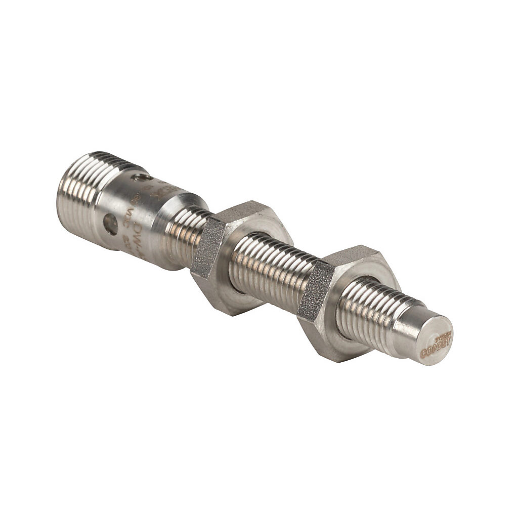 DW-AS-711-M8 - Contrinex inductive proximity sensor, tubular, 8mm diameter x 66mm body, stainless steel housing, NPN, N.O. output, 6mm sensing distance, non-flush, 700 Hz switching frequency, IP67 IP68, 4-pin M12 quick-disconnect.
