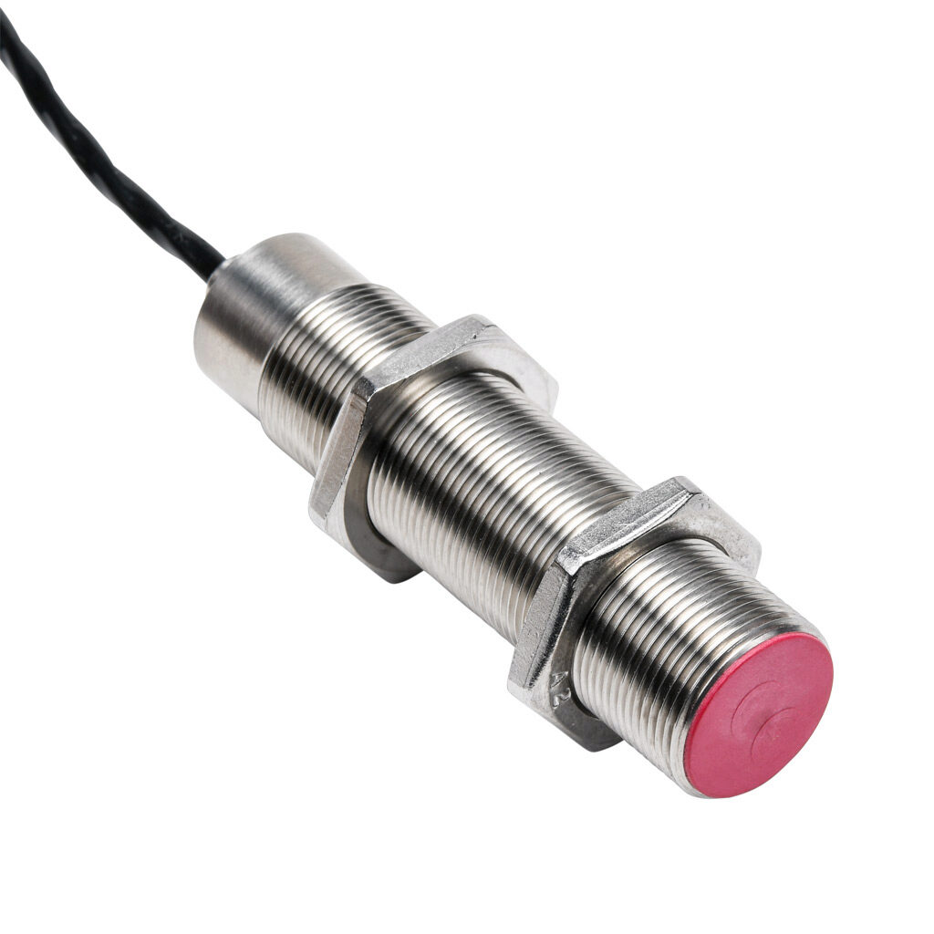 DW-HD-601-M18-310 - Contrinex inductive proximity sensor, tubular, 18mm diameter x 76mm body, 304 stainless steel housing, NPN, N.O., 5mm sensing distance, flush, 400 Hz switching frequency, IP67, pigtail.