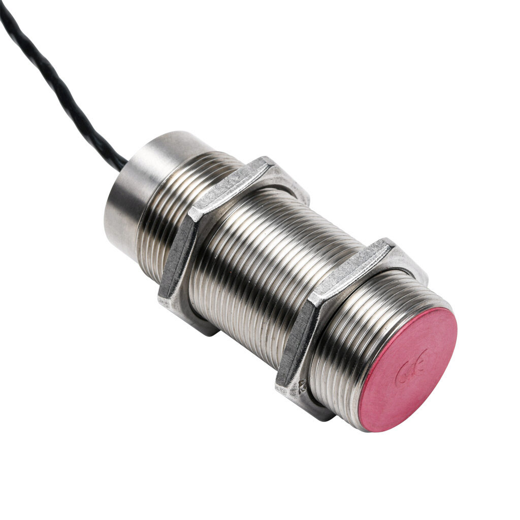 DW-HD-601-M30-310 - Contrinex inductive proximity sensor, tubular, 30mm diameter x 75mm body, 304 stainless steel housing, NPN, N.O., 10mm sensing distance, flush, 200 Hz switching frequency, IP67, pigtail.