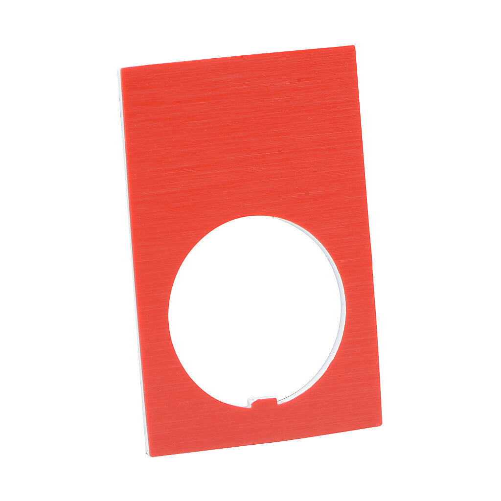 E22NSP77 - Eaton legend plate, plastic, rectangular, red/black field, red/black background, legend plate marking "blank". For use with 22mm pilot devices.