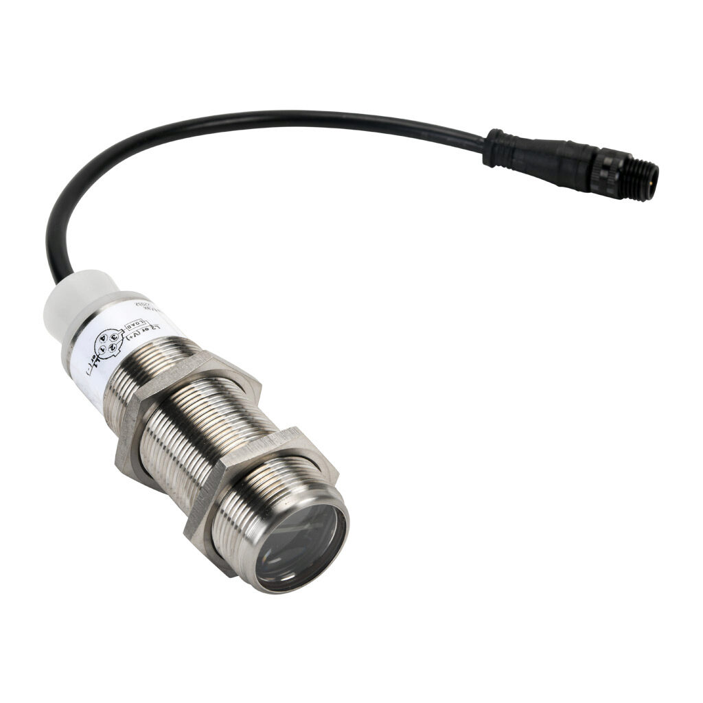 E58-30DPS280-GDP - Eaton photoelectric sensor, tubular, threaded, background suppression, visible red, 280mm sensing distance, dark-on, solid state relay, 30mm diameter X 89mm body, 303 stainless steel, 7in cable length, 4-pin AC micro 1/2in - 20U...