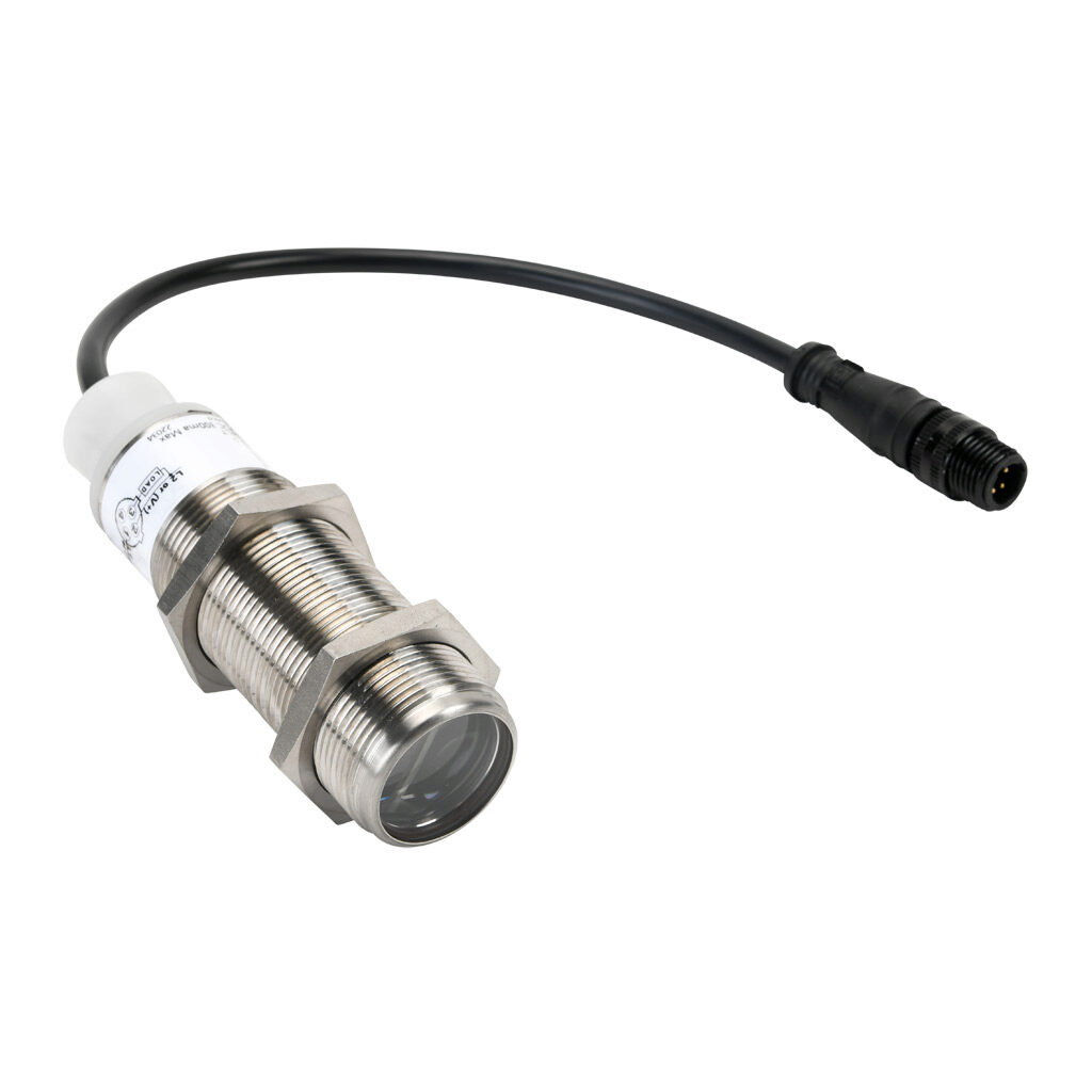 E58-30DPS280-GLP - Eaton photoelectric sensor, tubular, threaded, background suppression, visible red, 280mm sensing distance, light-on, solid state relay, 30mm diameter X 89mm body, 303 stainless steel, 7in cable length, 4-pin AC micro 1/2in - 20...