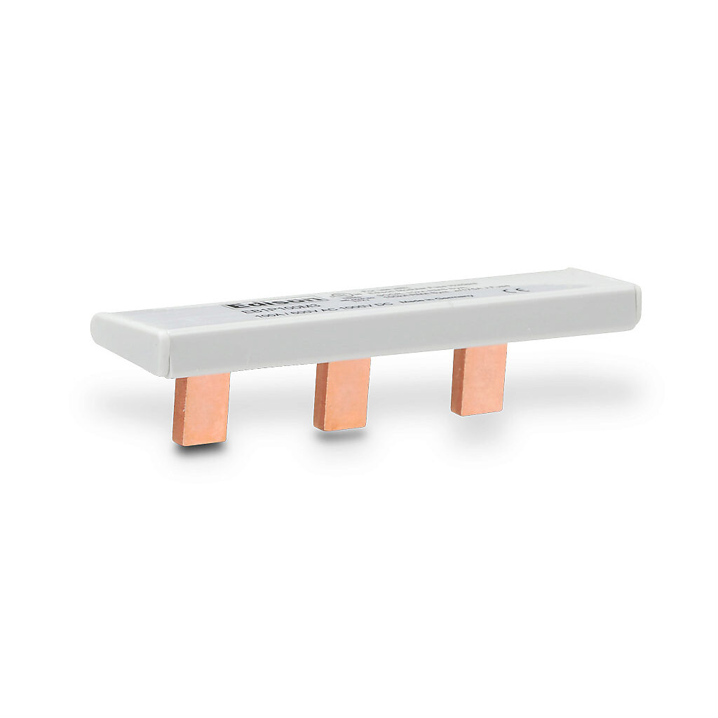 EB1P100M3 - Edison busbar, 100A, 600 VAC/1000 VDC, 3 -pin, cut to length permitted, connects up to (3) 1-pole Edison EHM or EHCC series fuse holders. (2) EECAP1P end caps included.