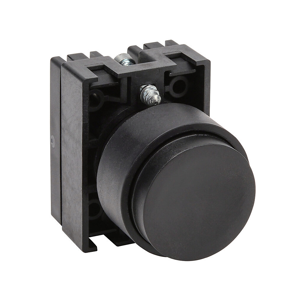 ECP3110 - NITRA pneumatic pushbutton, IP65, 22mm, momentary, operator only, plastic base, plastic bezel, black, Operator: black, extended, 30mm, round, plastic.