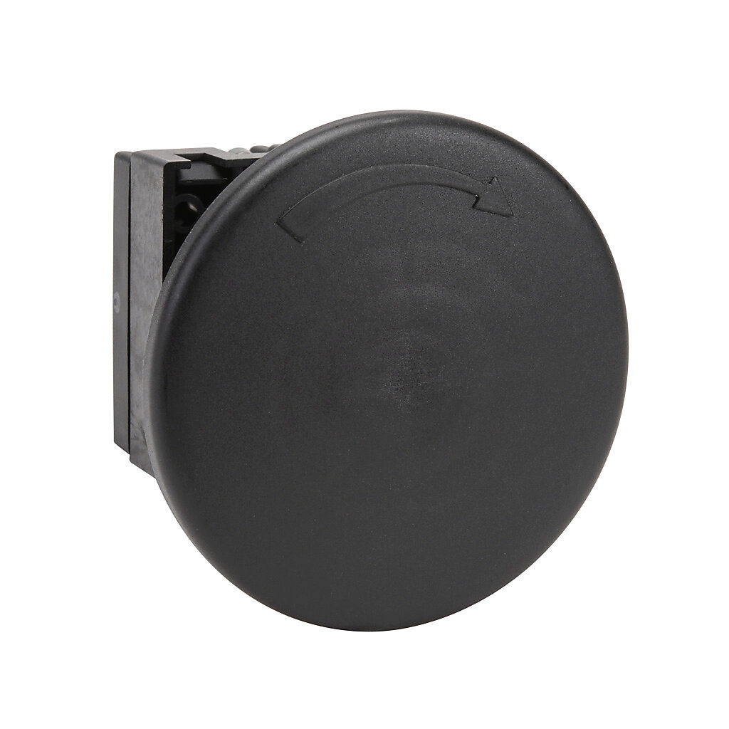 ECP3132 - NITRA pneumatic pushbutton, IP65, 22mm, twist-to-release, operator only, plastic base, plastic bezel, black, Operator: black, mushroom, 60mm, round, plastic.