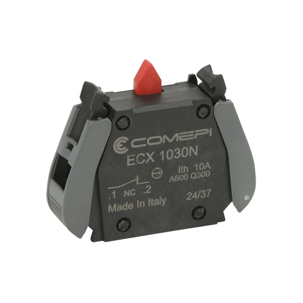ECX1030N-2 - Comepi contact block, replacement, 22mm, (1) N.C. contact(s). Package of 2. For use with ECX4029-2 mounting flange.