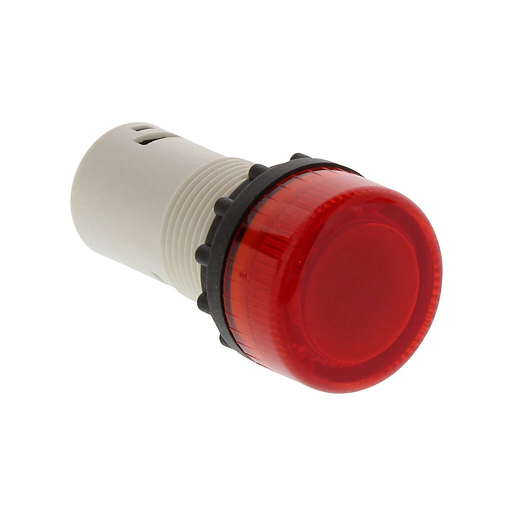 ECX1051-120 - AutomationDirect incandescent indicating light, permanent light function, IP65, 22mm, red, 30mm, round, plastic base, 120 VAC/VDC, full voltage.
