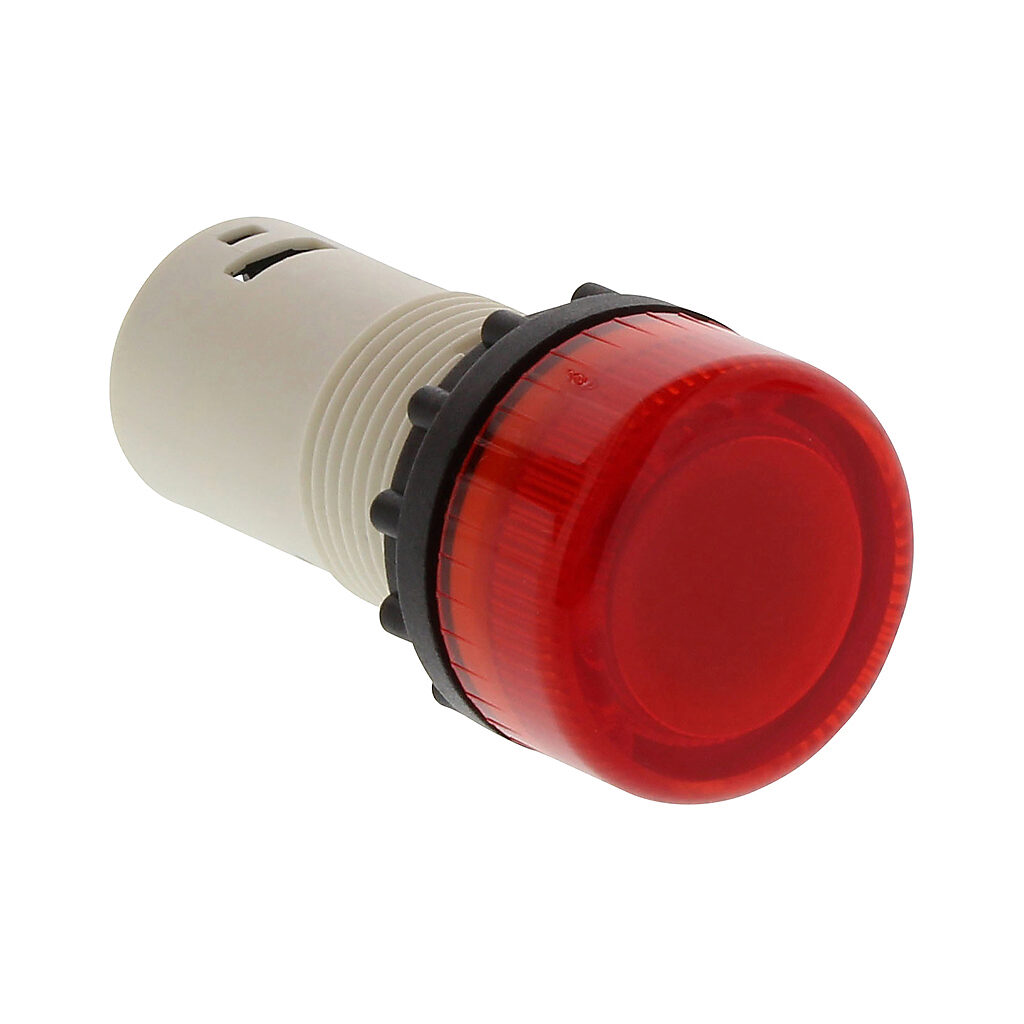 ECX1051-24 - AutomationDirect incandescent indicating light, permanent light function, IP65, 22mm, red, 30mm, round, plastic base, 24 VAC/VDC, full voltage.
