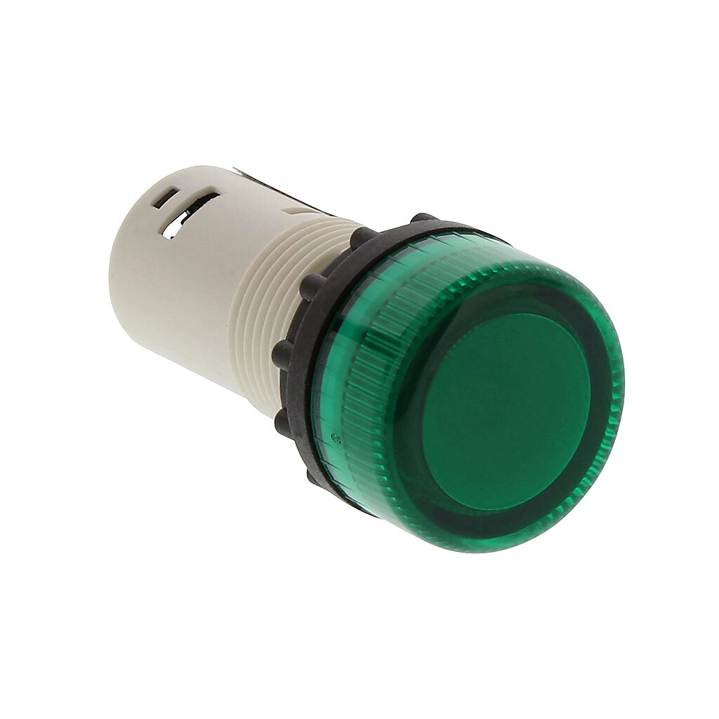 ECX1052-24 - AutomationDirect incandescent indicating light, permanent light function, IP65, 22mm, green, 30mm, round, plastic base, 24 VAC/VDC, full voltage.