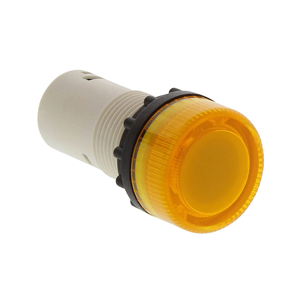 ECX1053-120 - AutomationDirect incandescent indicating light, permanent light function, IP65, 22mm, yellow, 30mm, round, plastic base, 120 VAC/VDC, full voltage.
