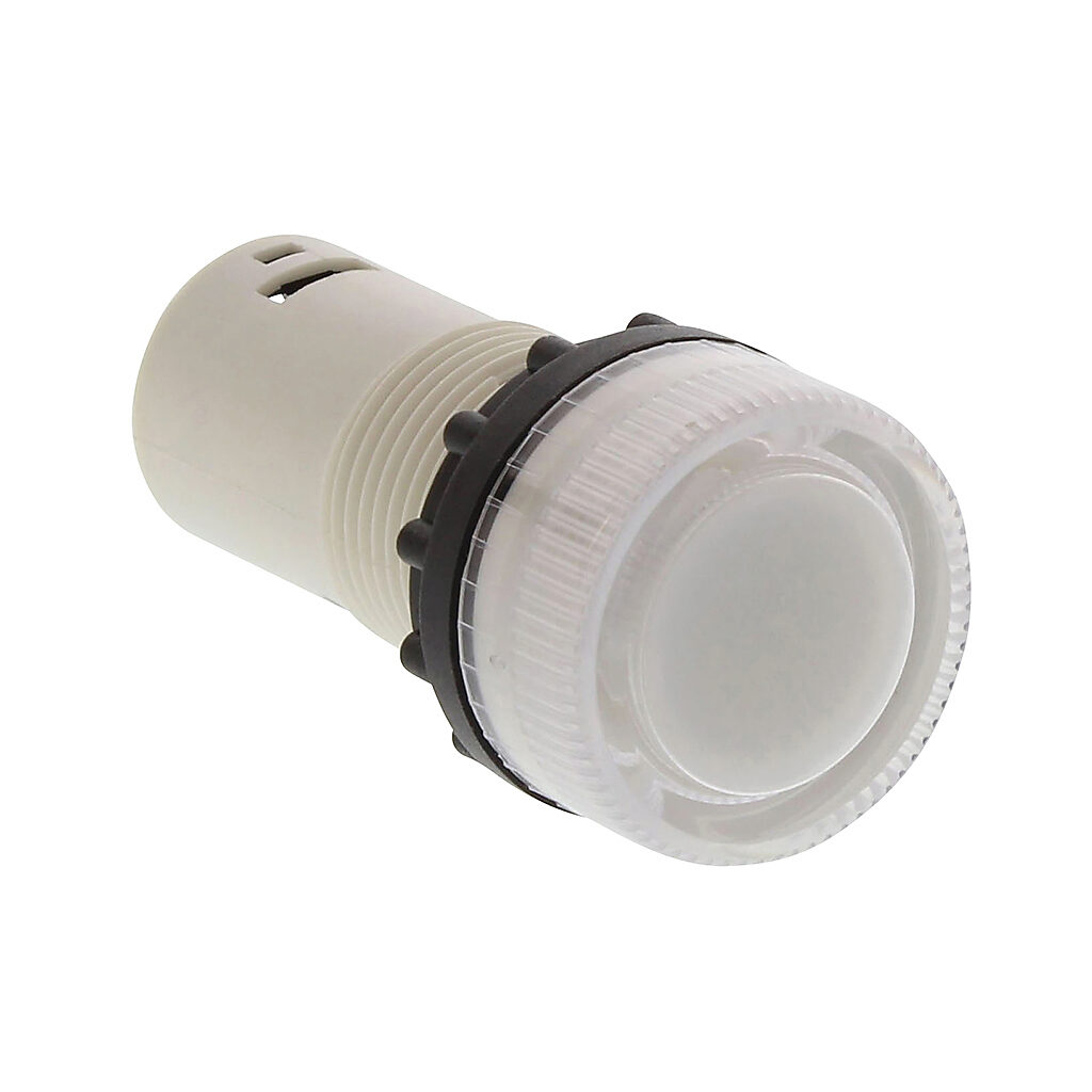 ECX1055-24 - AutomationDirect incandescent indicating light, permanent light function, IP65, 22mm, white, 30mm, round, plastic base, 24 VAC/VDC, full voltage.