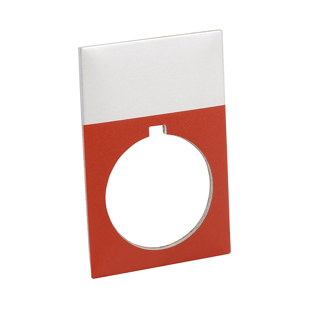 ECX1670A-R - AutomationDirect legend plate, aluminum, rectangular, red field, silver background, legend plate marking "blank". For use with 22mm pilot devices. O-ring included.
