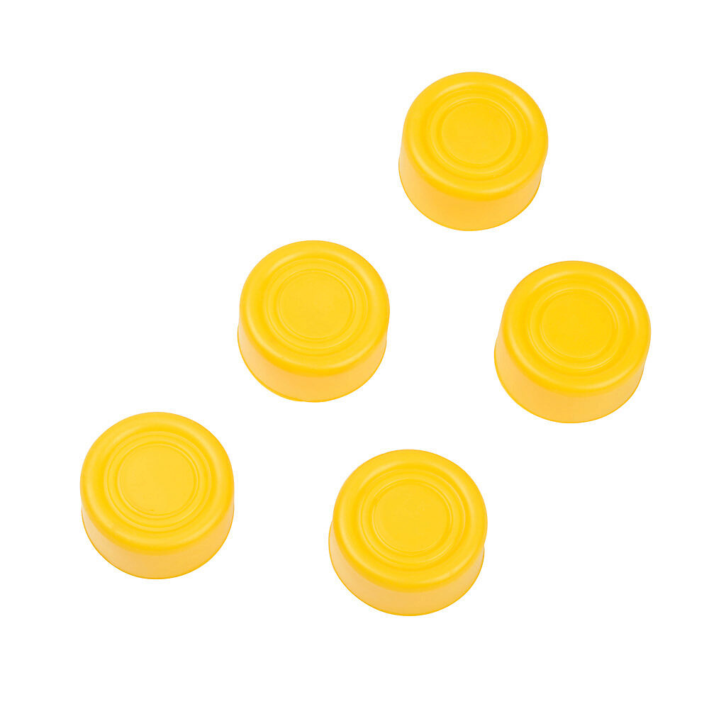 ECX1703-5 - AutomationDirect protection cap, yellow, 22mm, silicone. Package of 5. For use with GCX series standard-size flush pushbuttons.