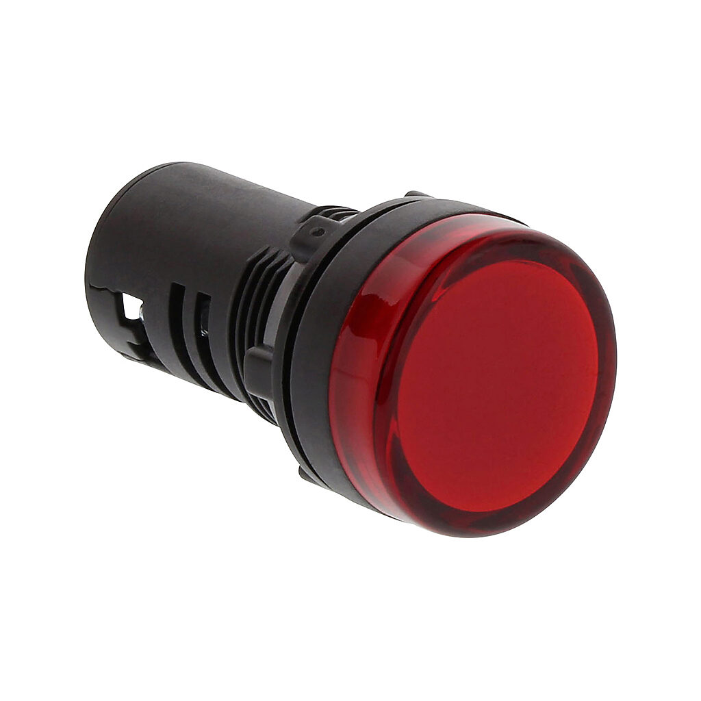 ECX2051-127L - AutomationDirect LED indicating light, permanent light function, IP65, 22mm, red, 30mm, round, plastic base, 120 VAC/VDC, full voltage.