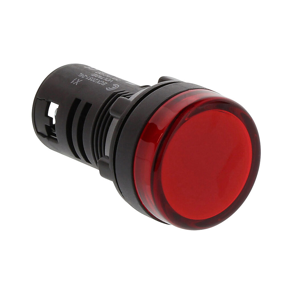 ECX2051-24L - AutomationDirect LED indicating light, permanent light function, IP65, 22mm, red, 30mm, round, plastic base, 24 VAC/VDC, full voltage.