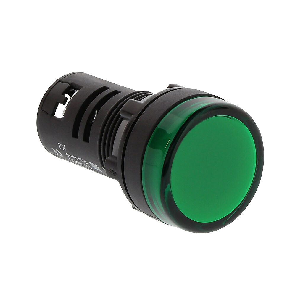 ECX2052-24L - AutomationDirect LED indicating light, permanent light function, IP65, 22mm, green, 30mm, round, plastic base, 24 VAC/VDC, full voltage.