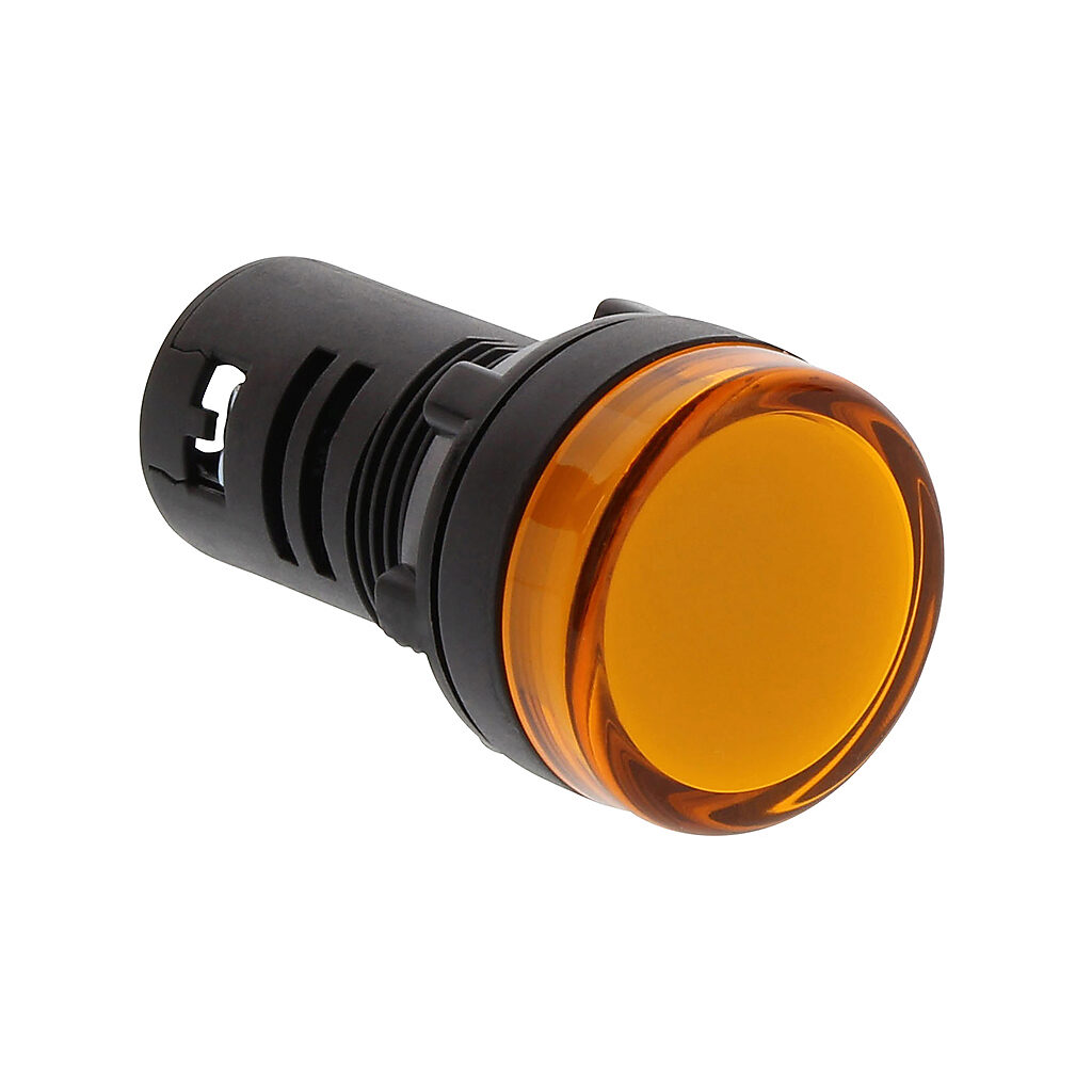 ECX2053-127L - AutomationDirect LED indicating light, permanent light function, IP65, 22mm, yellow, 30mm, round, plastic base, 120 VAC/VDC, full voltage.