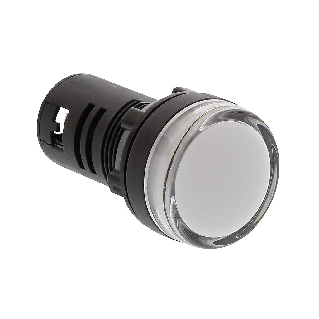ECX2055-24L - AutomationDirect LED indicating light, permanent light function, IP65, 22mm, white, 30mm, round, plastic base, 24 VAC/VDC, full voltage.
