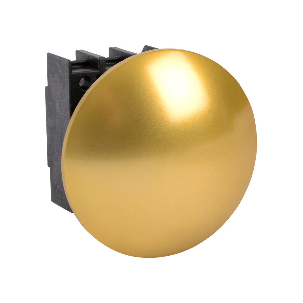 EDP55.VGB - Schmersal pushbutton, IP65, 30mm, momentary, operator only, plastic base, metal bezel, Operator: yellow, mushroom, 55mm, round, metal. Requires contact blocks.