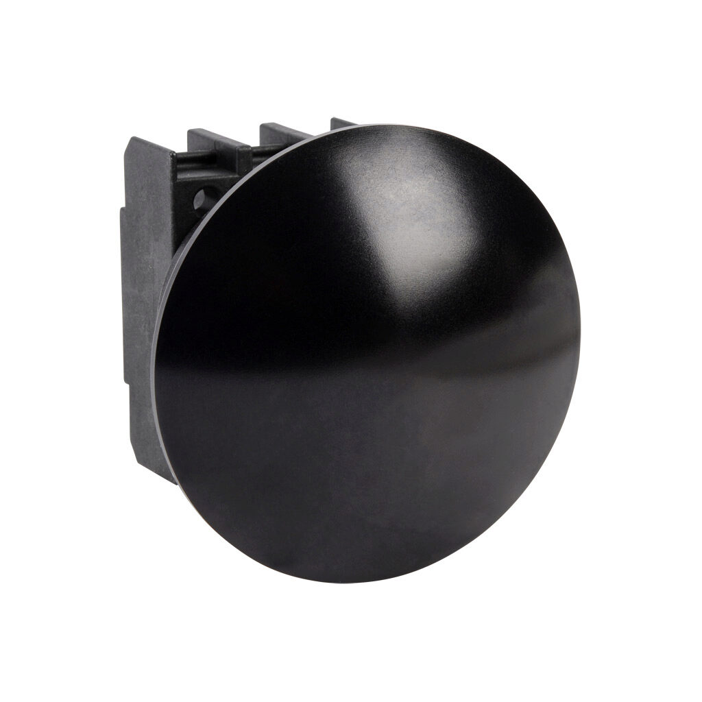 EDP55.VSW - Schmersal pushbutton, IP65, 30mm, momentary, operator only, plastic base, metal bezel, Operator: black, mushroom, 55mm, round, metal. Requires contact blocks.
