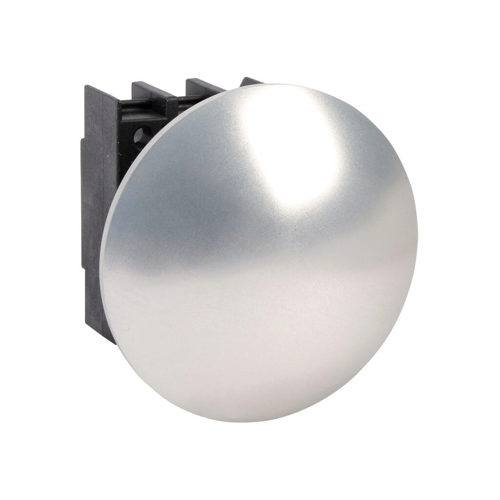 EDP55.VWS - Schmersal pushbutton, IP65, 30mm, momentary, operator only, plastic base, metal bezel, Operator: white, mushroom, 55mm, round, metal. Requires contact blocks.