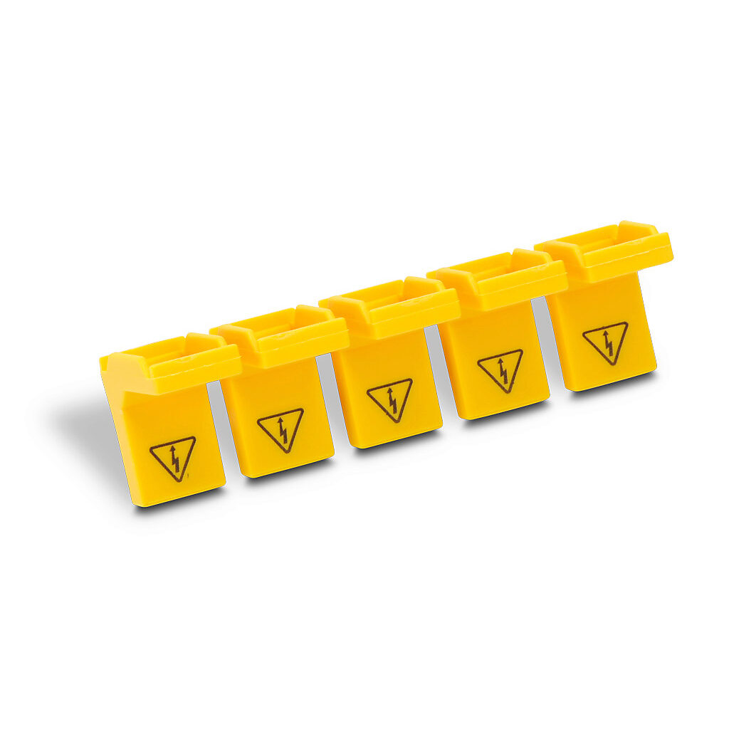 EFSCVR-2 - Edison safety cover, package of 2. For use with up to (5) unused pins on Edison EB1P or EB3P series busbars.
