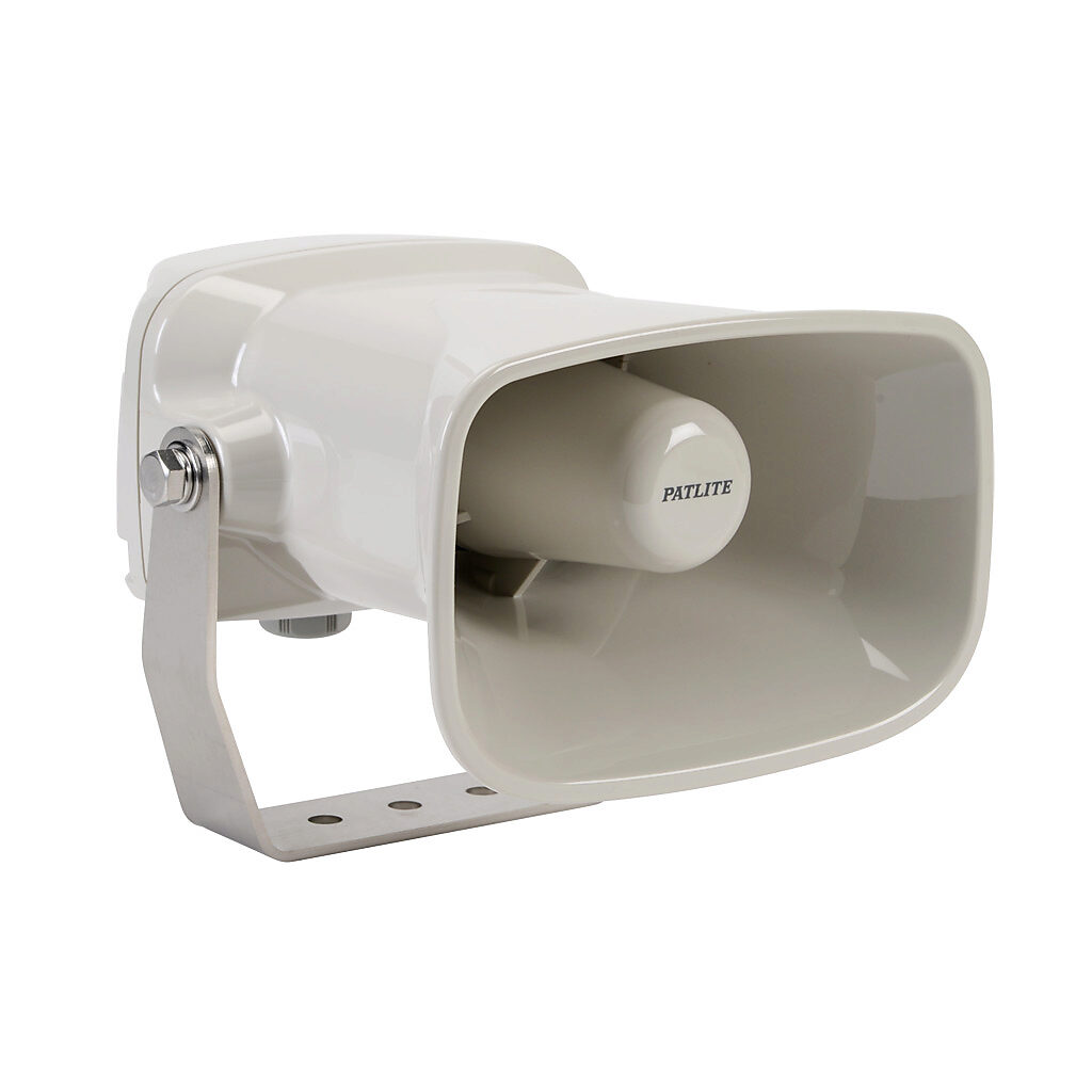 EHS-M1TE - Patlite audible signal horn, 110 dB at 1m, 293 Hz to 3.5 kHz tone frequency, (32) selectable tone(s), 12-24 VDC, bracket mount, polycarbonate housing, off-white, IP65.