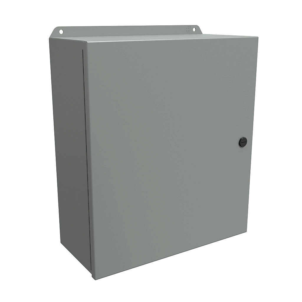 EJ16146 - Hammond Eclipse Junior series enclosure, NEMA 3R/4/12/13, 16 x 14 x 6in (HxWxD), wall mount, carbon steel, ANSI 61 gray, powder coat finish, single-door, 1/4-turn semi-flush latch.