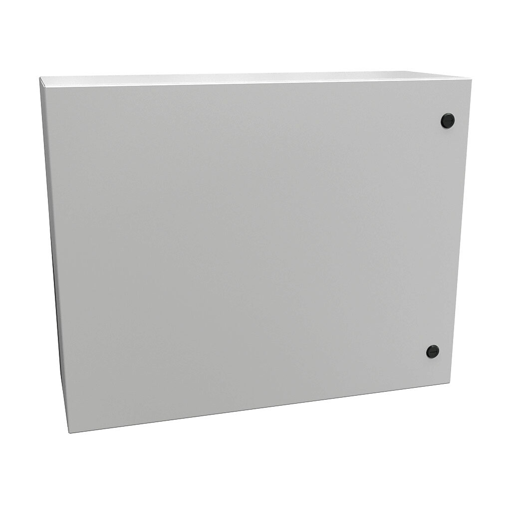 EN4SD243010LG - Hammond Eclipse series enclosure, NEMA 3R/4/12, 24 x 30 x 10in (HxWxD), wall mount, carbon steel, RAL 7035 light gray, powder coat finish, single-door, 1/4-turn semi-flush latch.