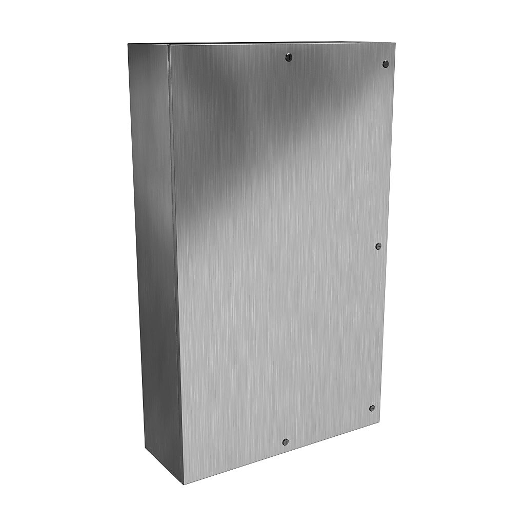 EN4SD603612S16R - Hammond Eclipse series enclosure, NEMA 3R/4/4X/12/13, 60 x 36 x 12in (HxWxD), wall mount, 316 stainless steel, #4 brush finish, single-door, 1/4-turn semi-flush 316 stainless steel latch.