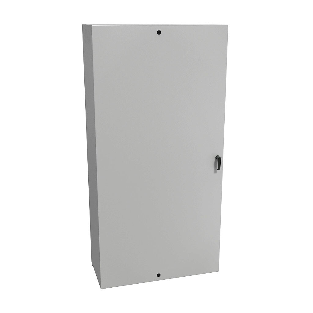EN4SD723616LG - Hammond Eclipse series enclosure, NEMA 3R/4/12, 72 x 36 x 16in (HxWxD), wall mount, carbon steel, RAL 7035 light gray, powder coat finish, single-door, 3-point keylocking handle.