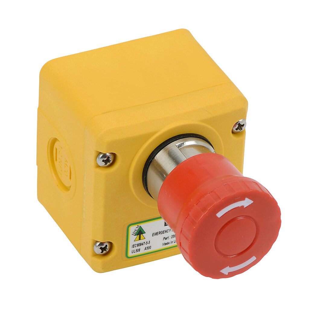 ES-P-230002 - IDEM emergency stop control station, plastic, (1) pushbutton, mushroom, red, twist-to-release, (3) N.C. contact(s).
