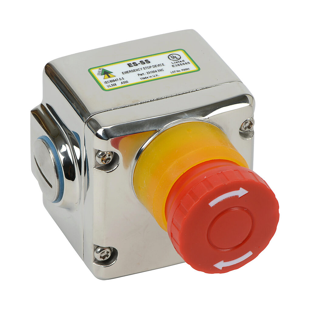 ES-SS-231004 - IDEM emergency stop control station, 316 stainless steel, (1) pushbutton, mushroom, red, twist-to-release, (3) N.C. contact(s).