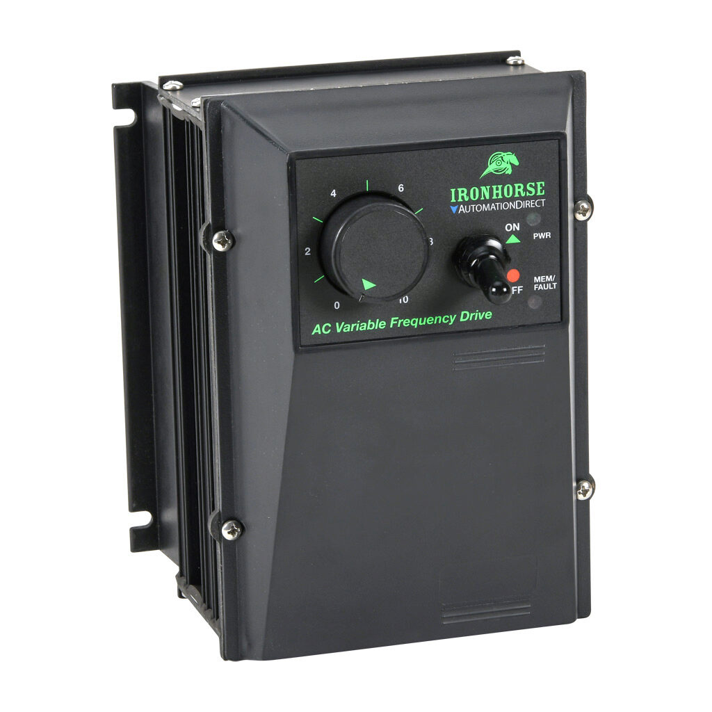 ES1-6A-N4 - IronHorse ES1 series AC general purpose drive, NEMA 4X, 120 VAC and 230 VAC, 2hp @ 230 VAC or 1hp @ 120 VAC with 1-phase input, V/Hz mode, 1 frame.